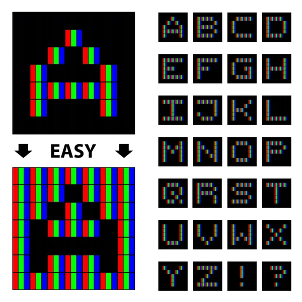 Alfabeto dei caratteri pixel — Vettoriale Stock