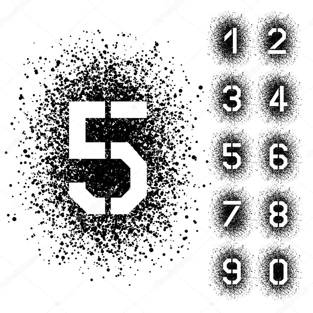 Spray Schablonenschrift Zahlen  Vektorgrafik lizenzfreie 