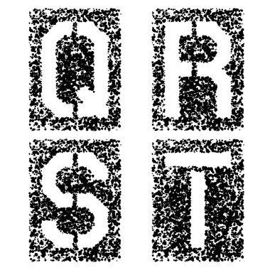 Yazı tipi harf Q R S T sprey