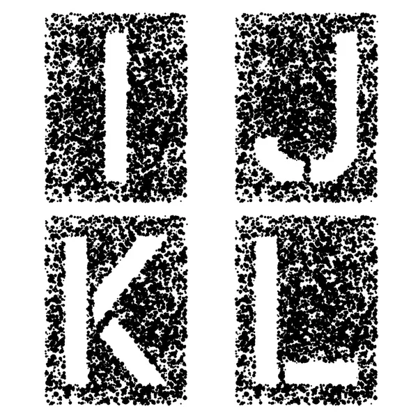 Stencil angular spray font letters I J K L — Stock Vector