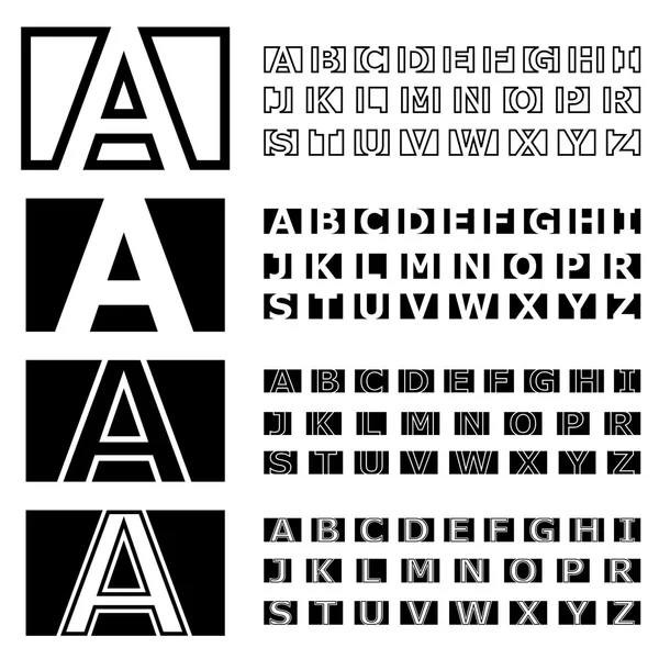 Alphabets de police de contour carré — Image vectorielle