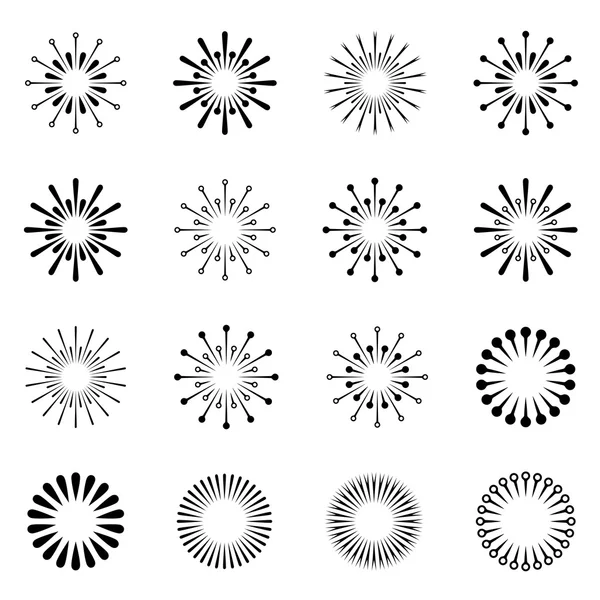 Starbursts zwarte symbolen — Stockvector