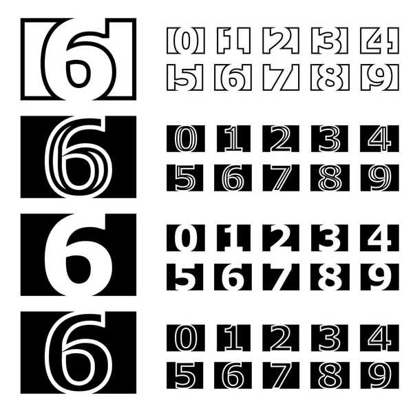 Caratteri quadrati dei numeri di contorno — Vettoriale Stock