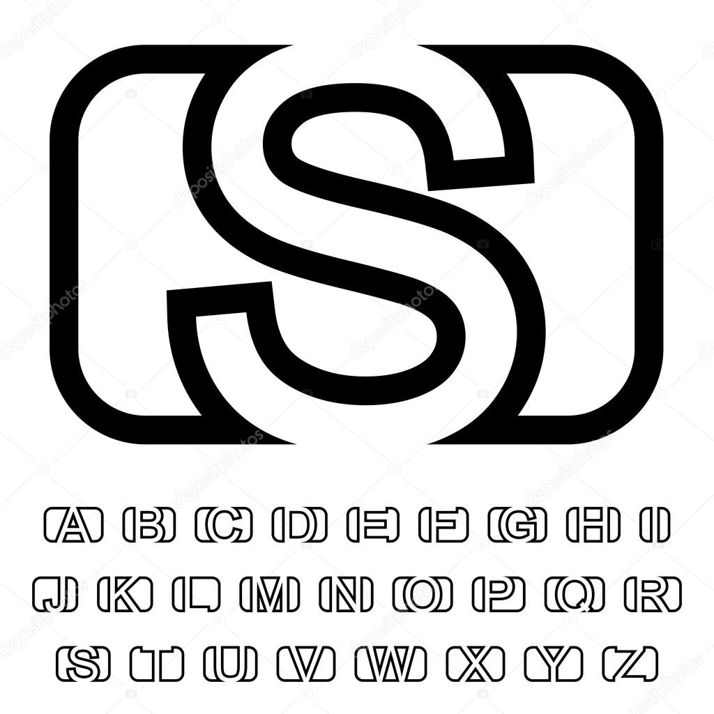square contour font alphabet