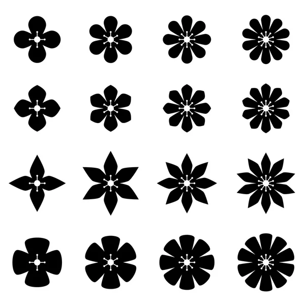 Flor negro blanco símbolos — Vector de stock