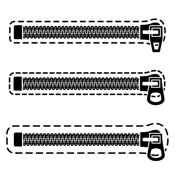 Spirál cipzáras fekete szimbólumok — Stock Vector