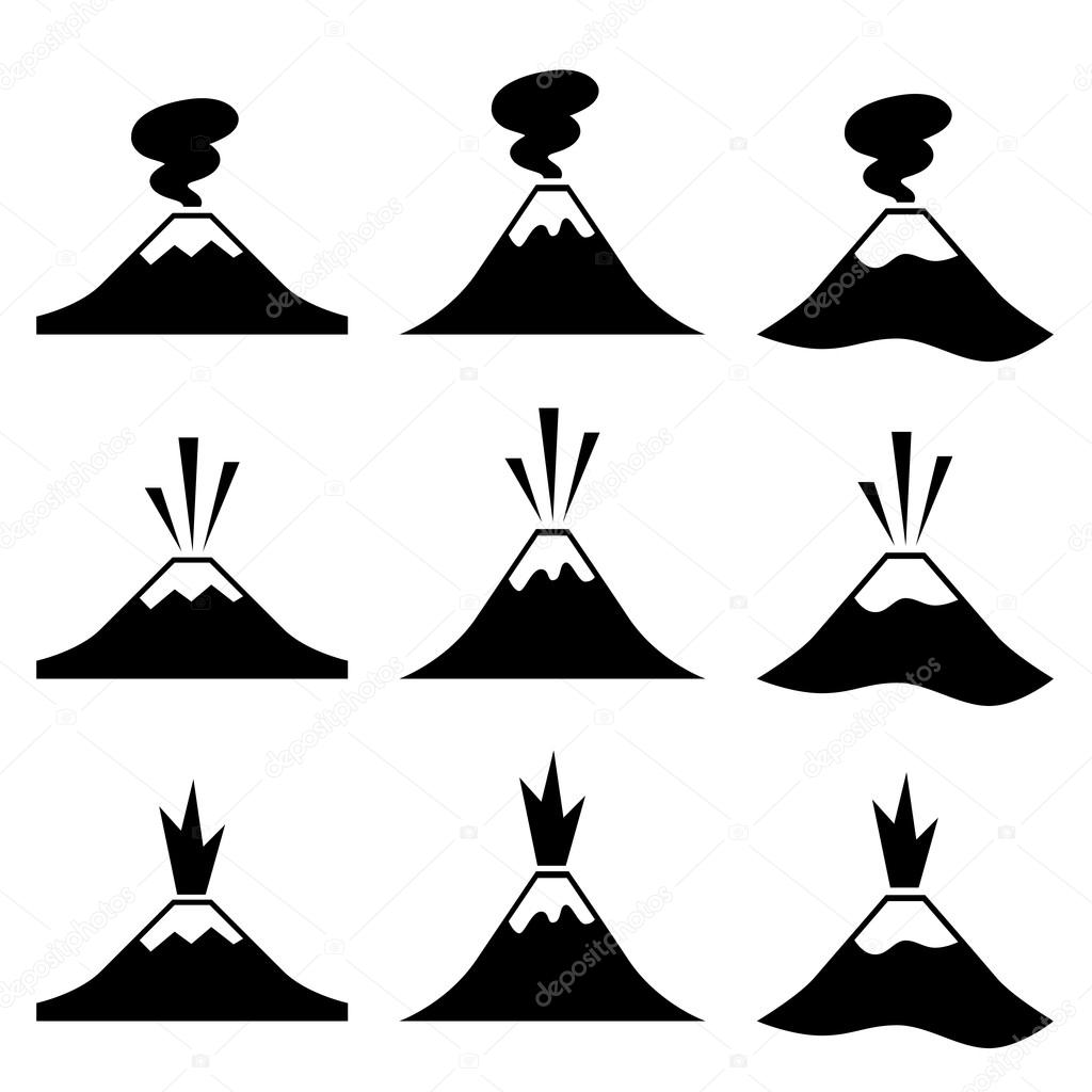 active erupting volcano pictograms