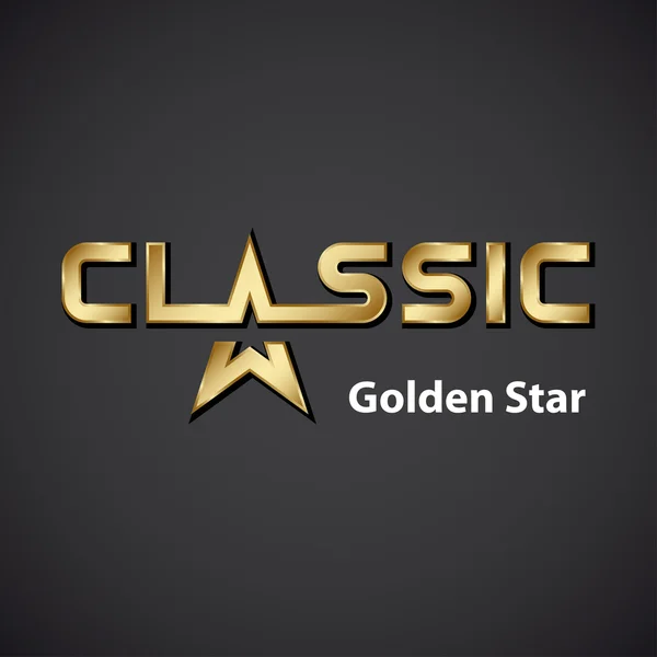 Classic golden star inscription icon — Stock Vector