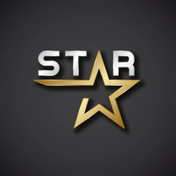 Golden star felirat ikon — Stock Vector