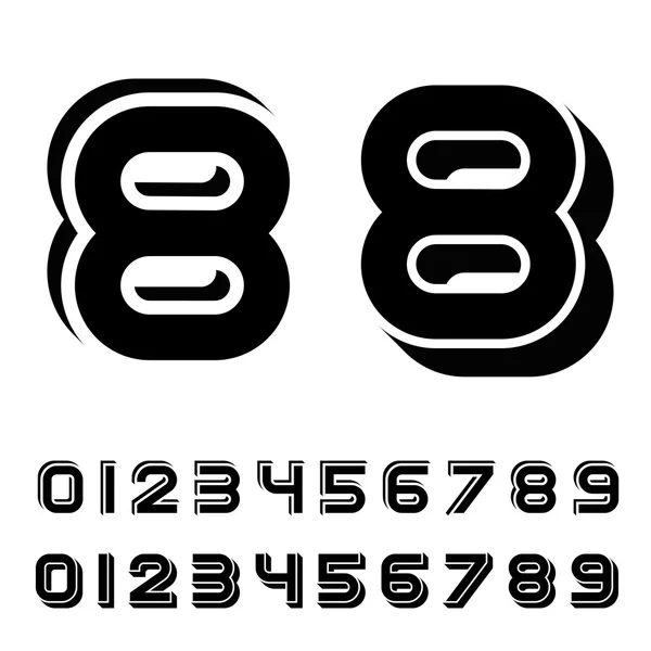 3 d の黒のシンプルな数字フォント — ストックベクタ