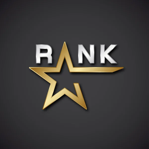 Rank golden star inscription icon — Stock Vector