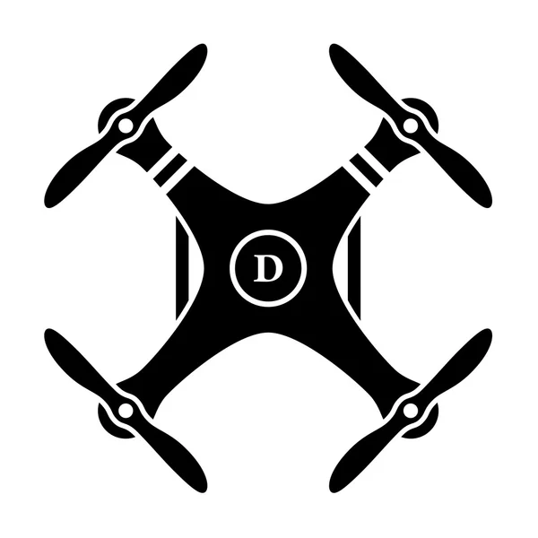 Rc drone quadcopter black symbol — Stock Vector