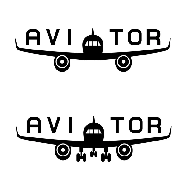 Aviador de aviones icono de inscripción — Vector de stock