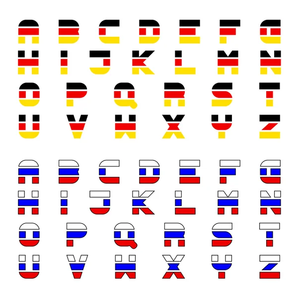 Буквы шрифтов трёхцветных флагов — стоковый вектор