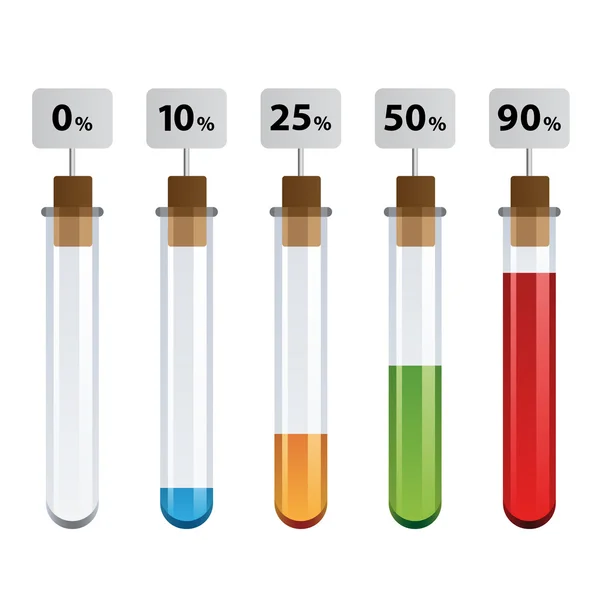 Porcentajes de tubos de vidrio infografía — Archivo Imágenes Vectoriales