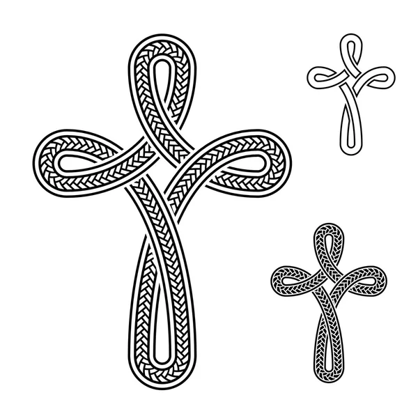 Christian crosses ornamental knot symbols — Stock Vector