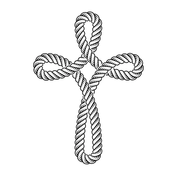 Symbole de corde croix chrétienne — Image vectorielle