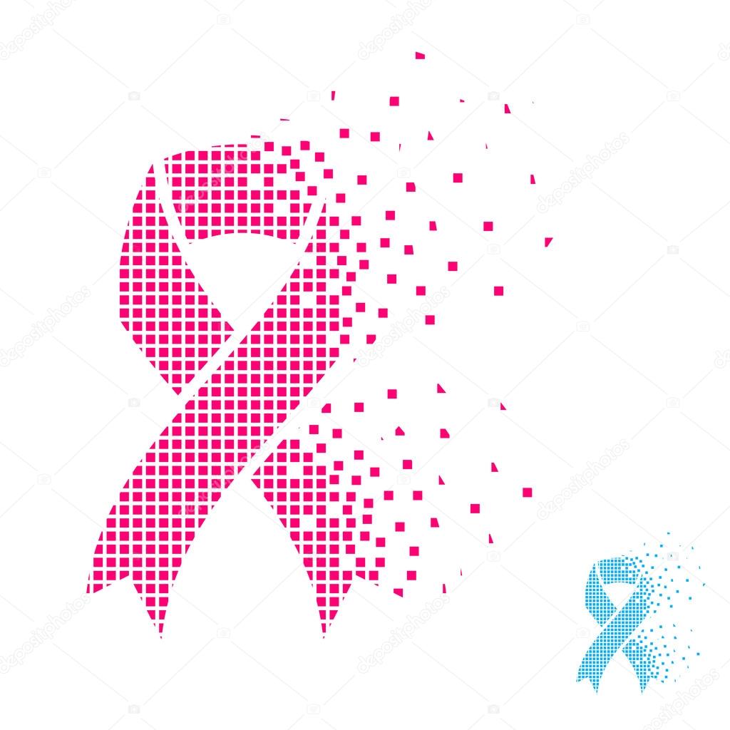 blue and pink flying pixel ribbons