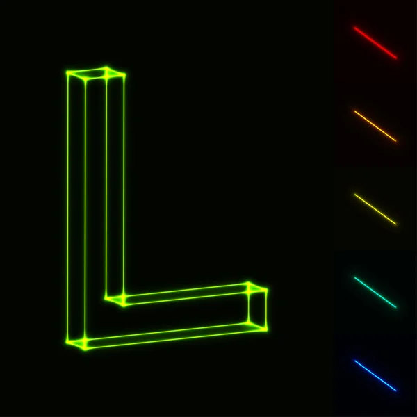 Glowing wireframe letter L — Stock Vector