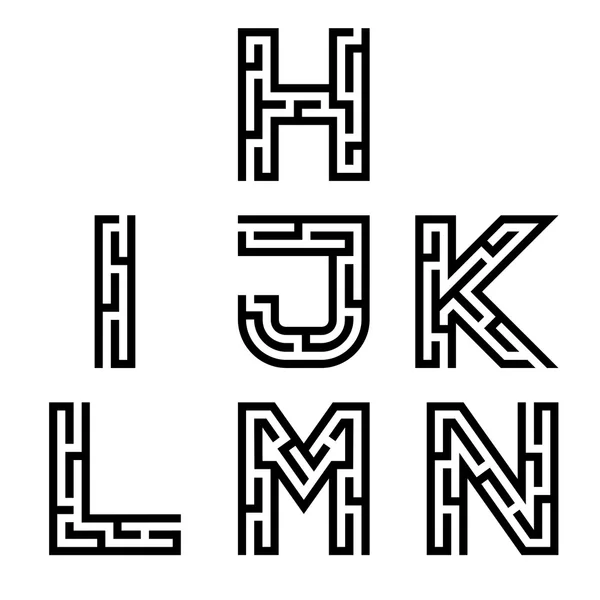 Lettres de police alphabet labyrinthe réel — Image vectorielle