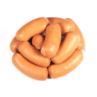 Tasty sausages on the white background clipart