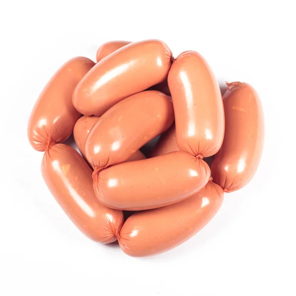 Tasty sausages on the white background — Stock Photo, Image