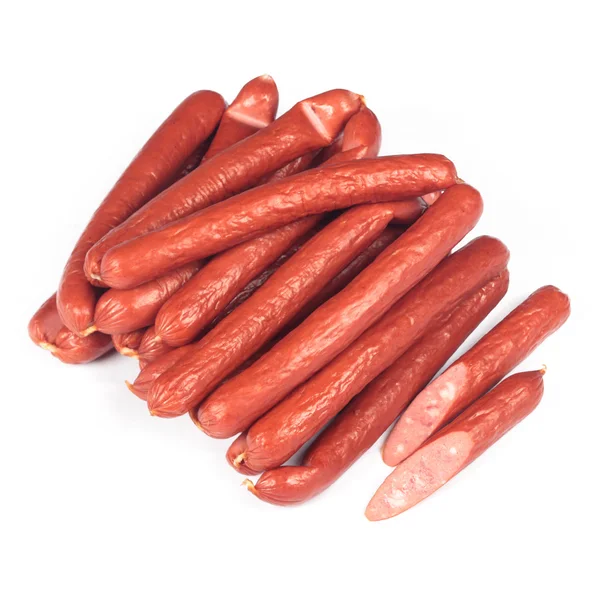 Bunch Fried Sausages White Background — Stock Photo, Image
