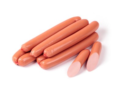 Beyaz bir arka planda iştah açıcı sosis