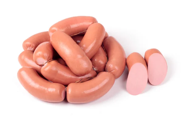 Appetizing sausages on a white background — Stock Photo, Image