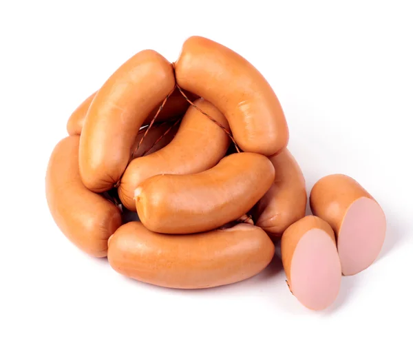 Appetizing sausages on a white background — Stock Photo, Image