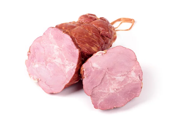 Smakelijk verse ham op een witte achtergrond — Stockfoto