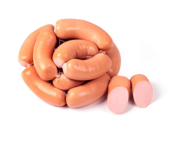 Appetizing sausages on a white background — Stock Photo, Image