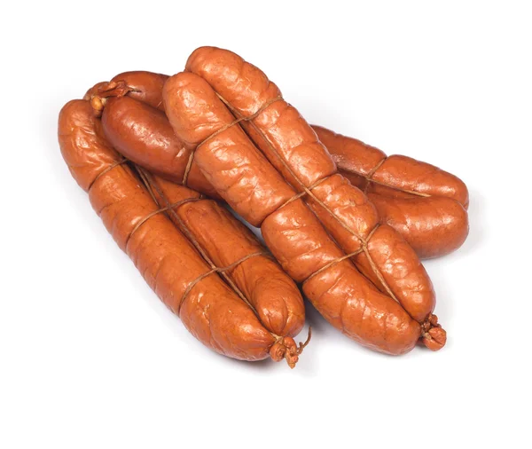 Appetizing sausage on a white background. — Stock Photo, Image