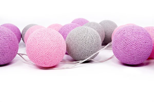 Pamuk pembe ve gri beyaz arka plan ışık topları