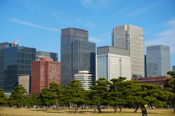 Skyscrapers chiyoda stad Tokyo Japan in de buurt van Imperial Palace — Stockfoto