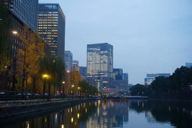 Tokyo Gökdelenleri Yansıması Marunouchi Chiyoda Şehri Japon Stok Fotoğrafları Stok Resimleri