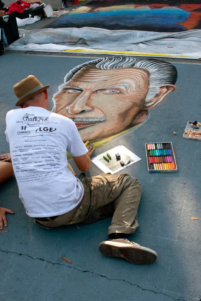 Chalk Artist Draws Vincent Price On Street For Halloween — Stock Photo, Image