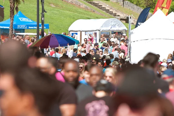 Stor skara människor promenader genom Atlanta Dogwood Festival — Stockfoto