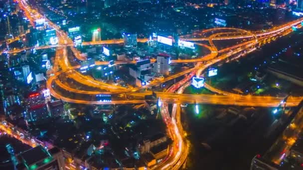 Tid förflutit natt stadsbilden i Bangkok City, Thailand (zooma ut) — Stockvideo