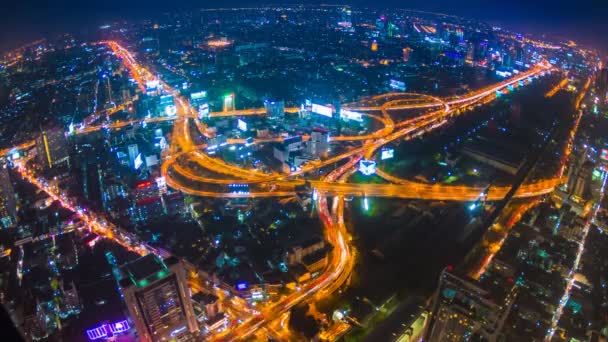 Času zanikla noční panoráma města Bangkok, Thajsko — Stock video