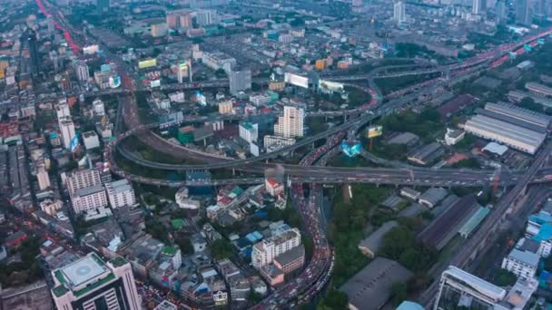 Time Lapse Day To Night Cityscape of Bangkok City, Tailândia (zoom out ) — Vídeo de Stock