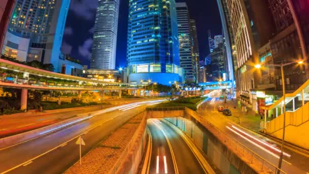 Hong kong nacht stadtbild zeitraffer — Stockvideo