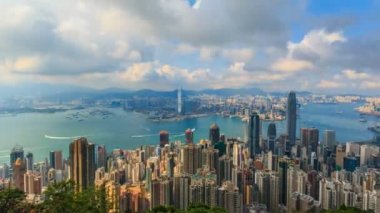 Hong Kong Cityscape zaman atlamalı (pan vurdu)