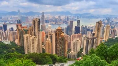 Hong Kong Cityscape yüksek bakış açısı, Peak zaman atlamalı (uzaklaştırmak)