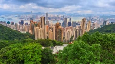 Hong Kong Cityscape High Viewpoint Of The Victoria Peak Time Lapse (tilt up)