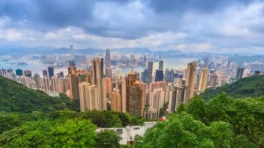 Hong Kong Cityscape yüksek bakış açısı, Peak zaman atlamalı (tilt aşağı)