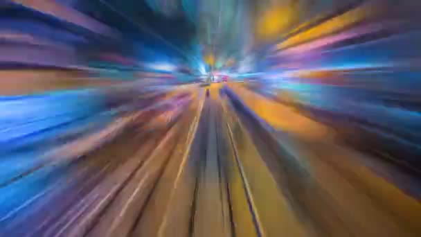 Time Lapse Tram Fast Speed Motion In City Of Hong Kong (reverse, loop) — Stock Video