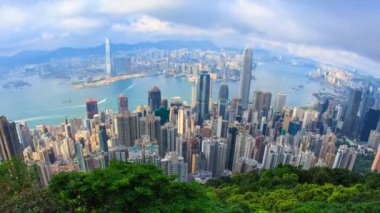 Hong Kong Cityscape High Viewpoint Of The Victoria Peak Time Lapse (zoom out)