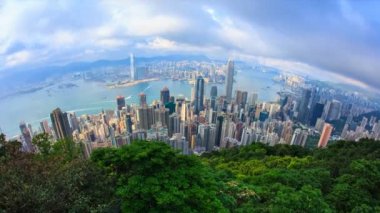 Hong Kong Cityscape High Viewpoint Of The Victoria Peak Time Lapse (zoom in)