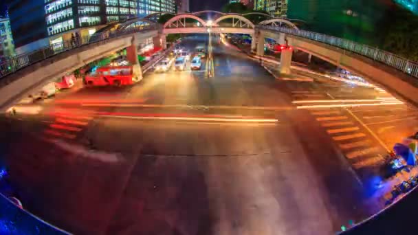 Yangon Cityscape kavşak trafik zaman atlamalı şehir Yangon, Myanmar gece zamanında — Stok video